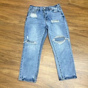Pacsun Jeans Women Mom Jeans size 26 Bottom Up Distressed, Light Wash Denim